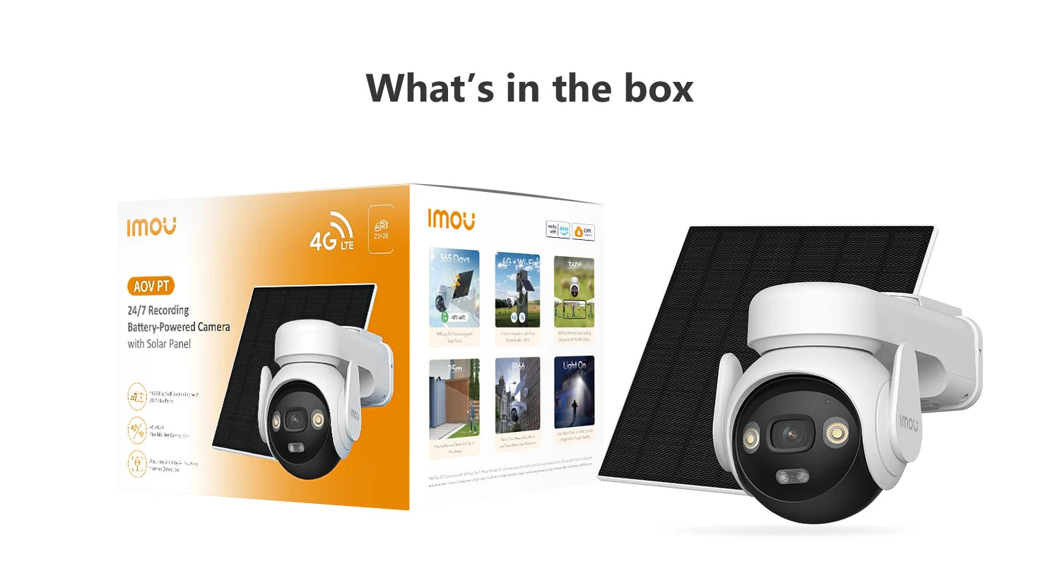 IMOU 4G Sim Solar Camera AOV PT 5MP Security Camera WiFi 360° PTZ Outdoor Camera Human Auto Tracking Battery Surveillance Camera