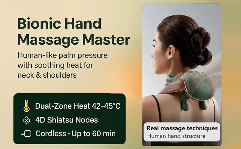 Bionic Neck Shoulder Massager with 3 Kneading Modes - Tidesmit Relaxation Treatment Tidesmit