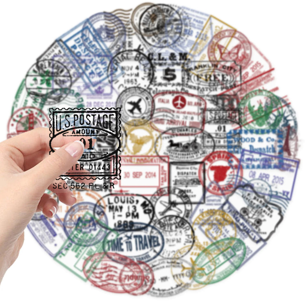 60Pcs Creative Retro Postmark Stickers, Envelope Sealing Stickers, DIY Phone Cases, Notebook, Waterproof Sticker