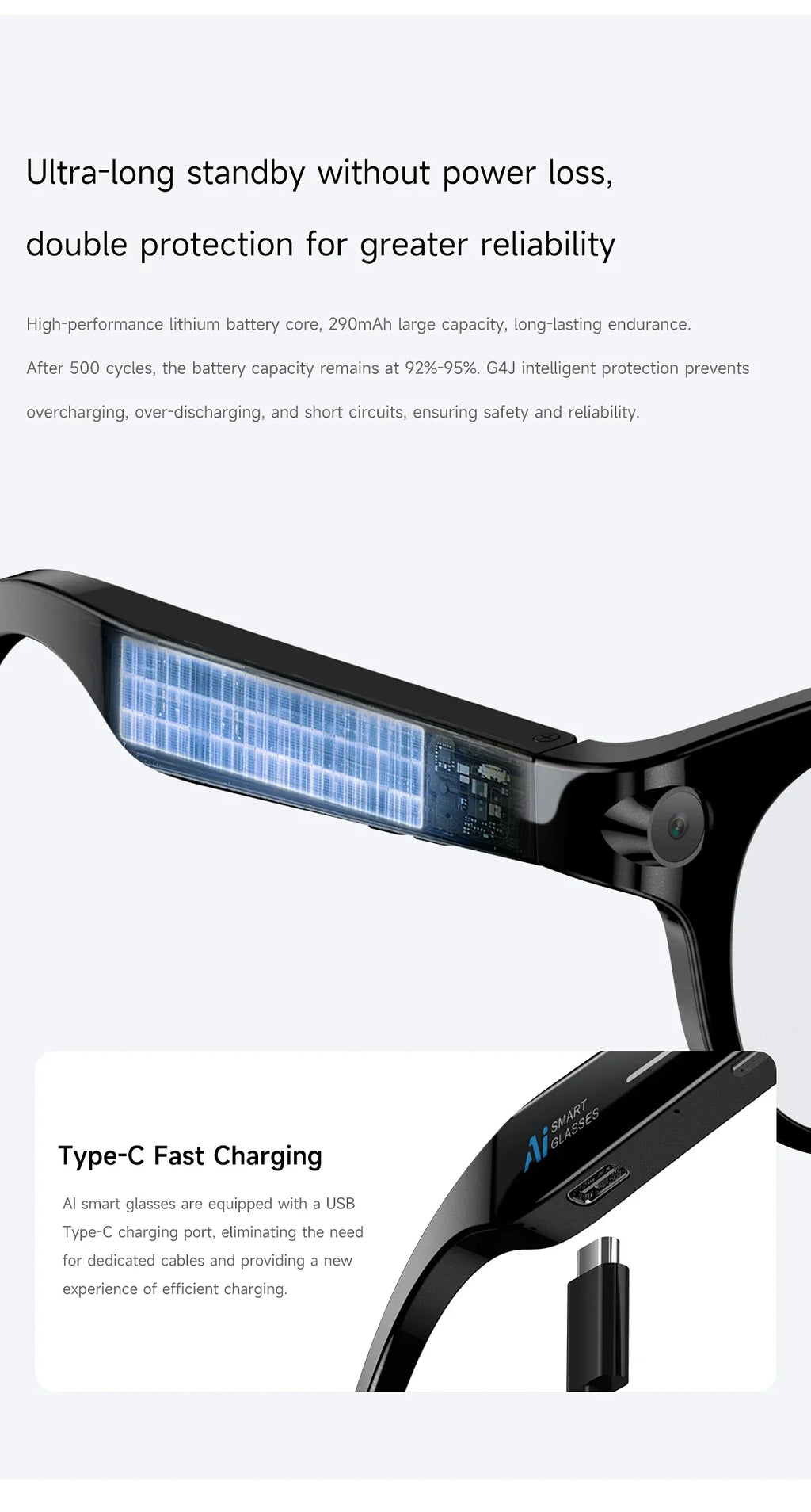 AI Smart Glasses with Real-Time Translation & HD Video Camera - White Tidesmit