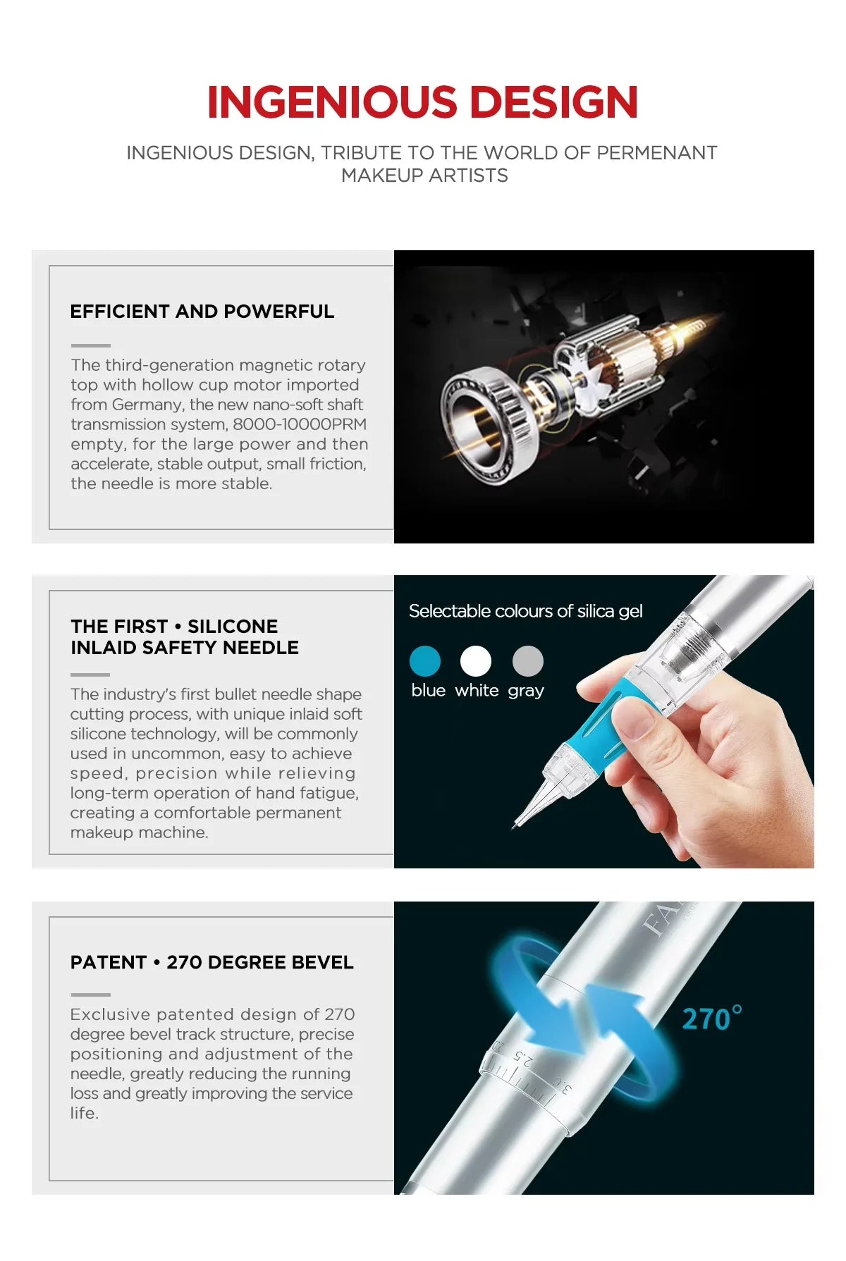 PMU Machine for Eyebrow Microblading - Professional Tattoo Device Permanent Makeup Machines Tidesmit