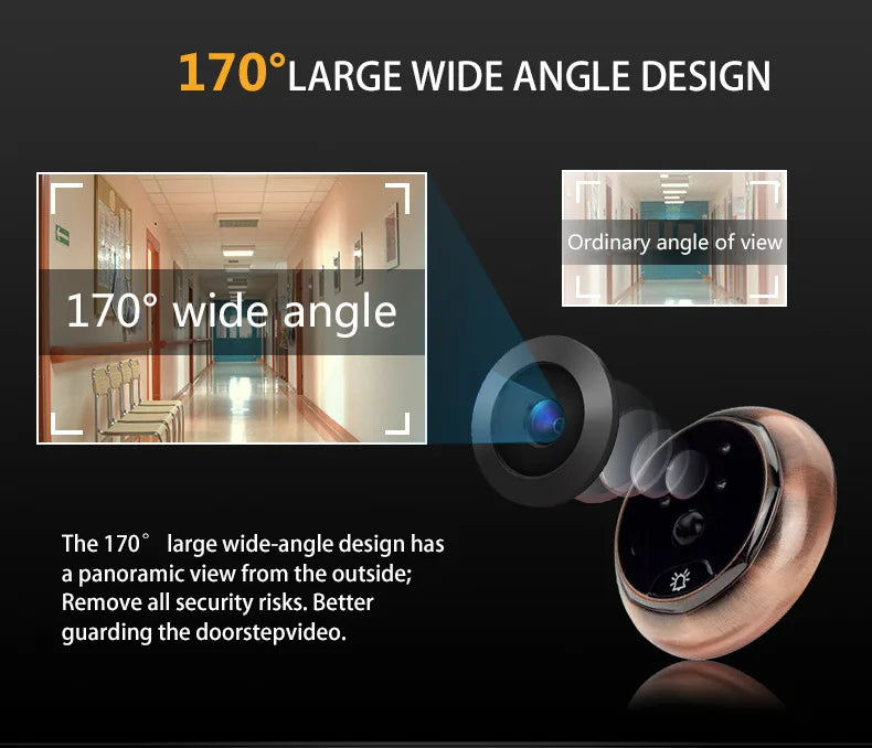 4.5 Inch Smart Digital Door Viewer Camera Door Eye Video Record Peephole Viewers IR Night Vision PIR Motion No Disturb Doorbell