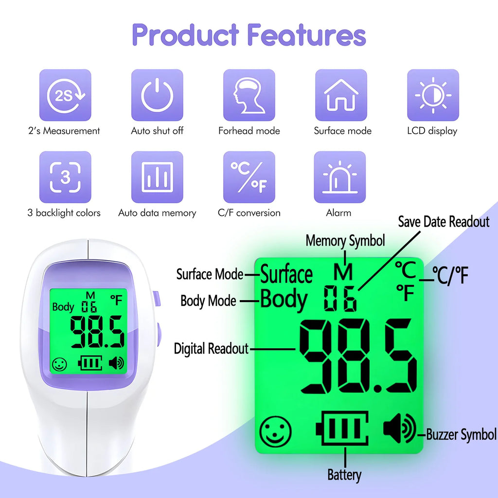Medical Digital Infrared Forehead Thermometer Electronic Temperature Meter For Baby Thermometer Forehead Non-Contact Termometro