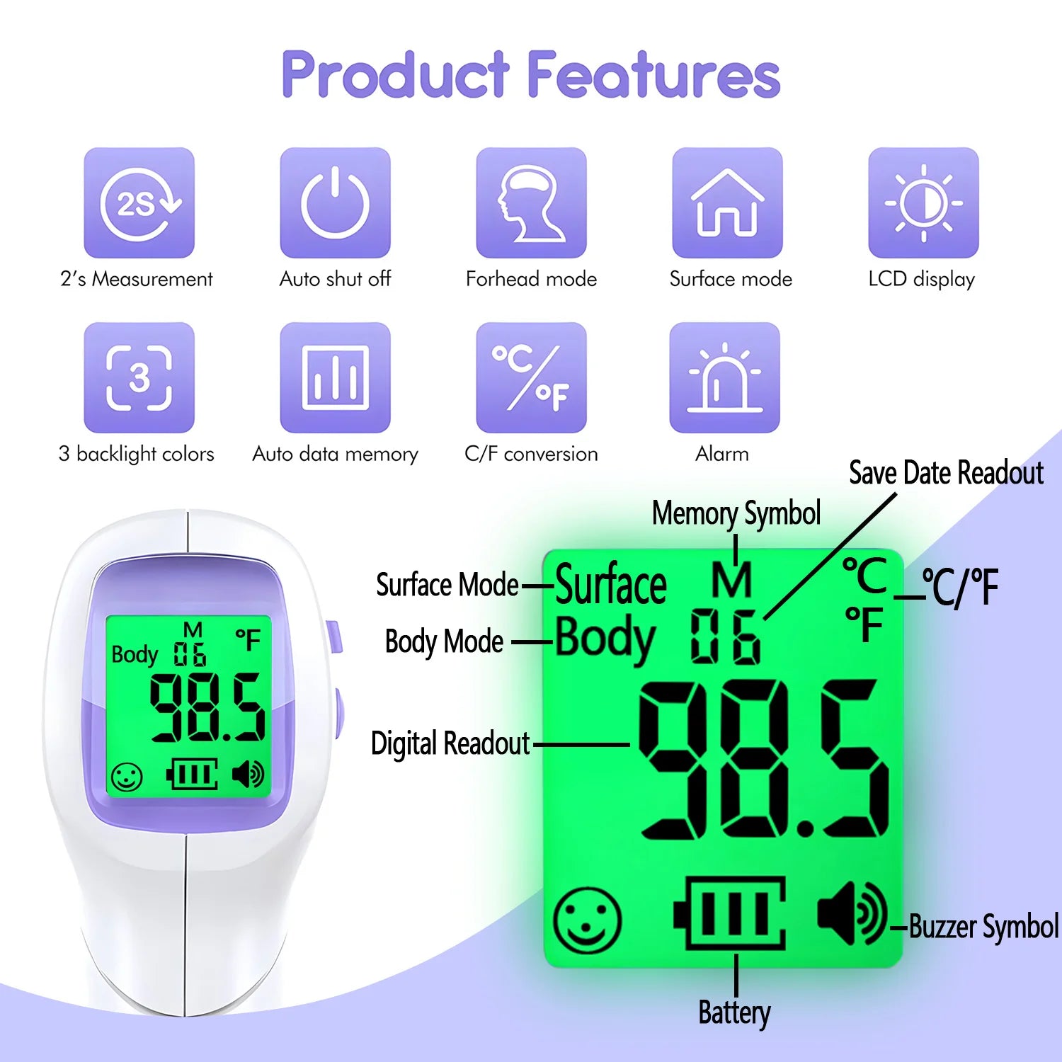 Medical Digital Infrared Forehead Thermometer Electronic Temperature Meter For Baby Thermometer Forehead Non-Contact Termometro