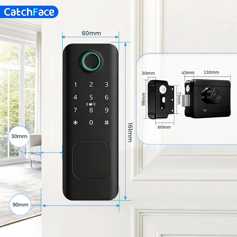New Fingerprint Electric Rim Lock TTLock App Outdoor Lock Remote Control Power Saving Heat-Resistant Smart Door Lock Code Key