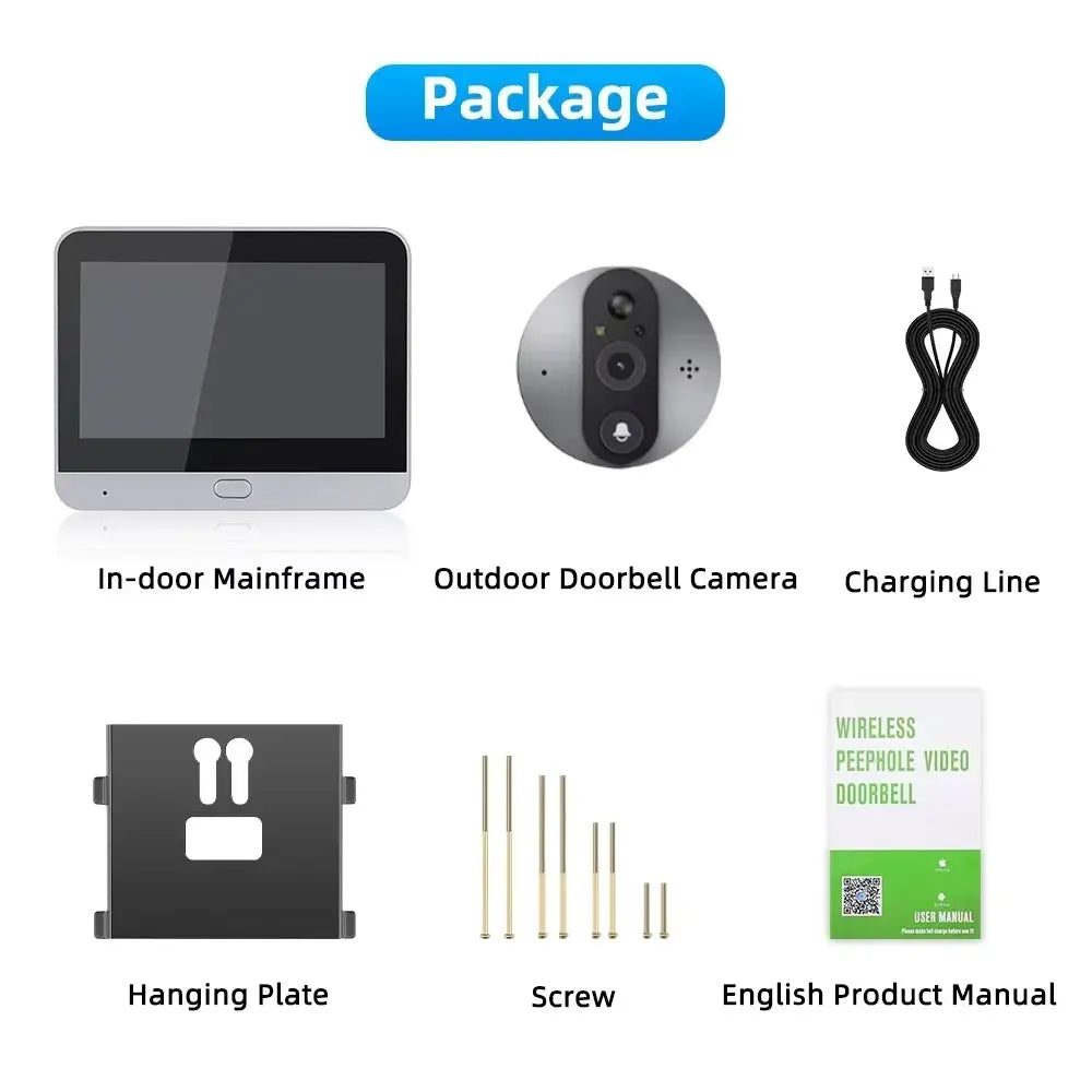 Tuya Smart 4.3 Inch WiFi Peephole Doorbell Camera 120 Degree Wide Angle Door Eye 5000mAh Battery PIR Motion Detector Video Intercom Home Security Camera