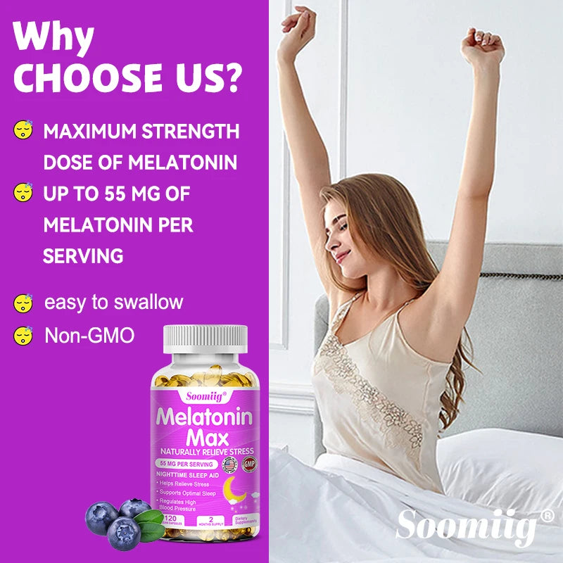 Melatonin - Dietary Supplement To Improve Nighttime Sleep Quality and Improve Insomnia, Reduce Waking Time, Boost Immunity