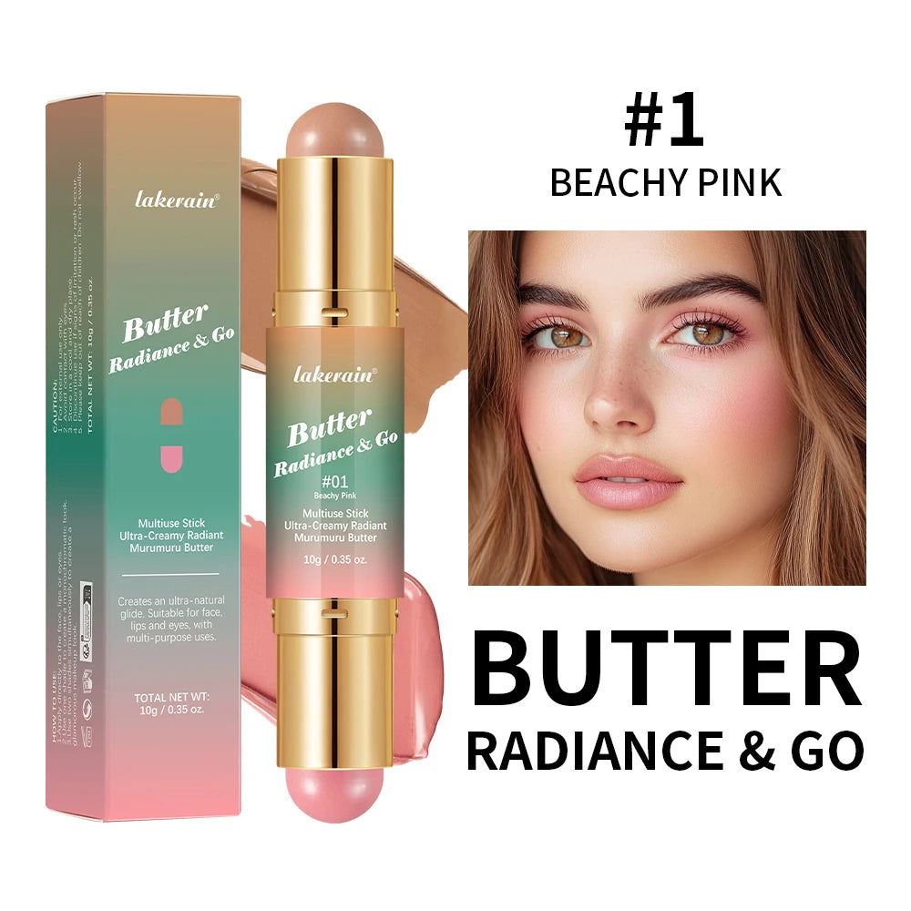Tidesmit Double-Headed Bronzer Blush Stick in shade swatch detail view for face makeup and effortless glow