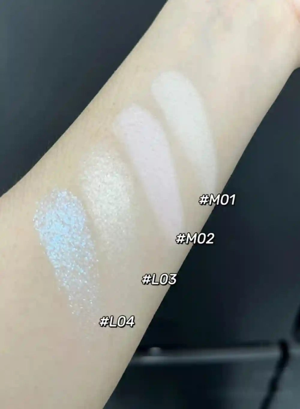 Tidesmit Flower Knows Little Angel embossed highlighter palette shimmer texture close-up for face makeup