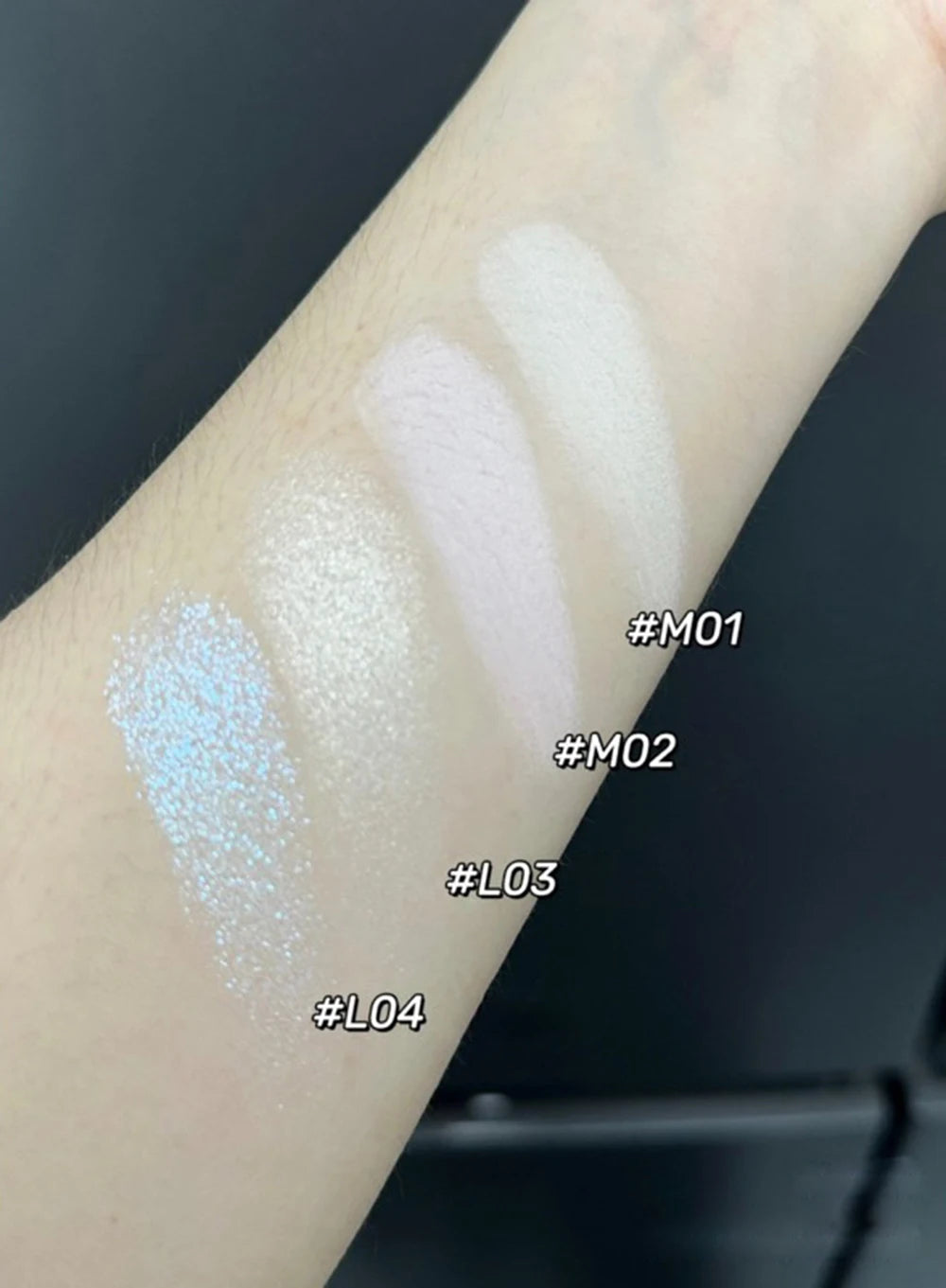Tidesmit Flower Knows Little Angel embossed glitter highlighter palette texture close-up for radiant 3D face contour