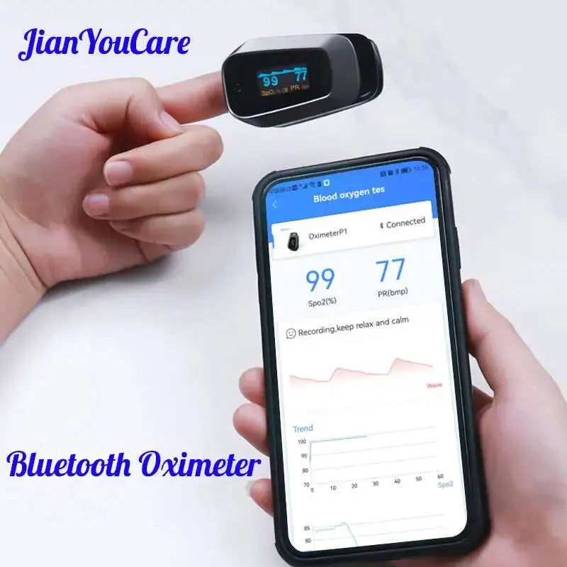 JYHealth Bluetooth APP Control Wireless Portable Oxygen Saturation SPO2 PR Oximetro De Dedo Finger Pulsioximetro pulse Oximeter