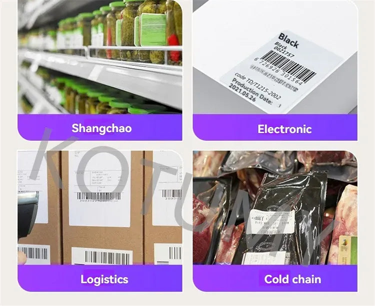 Retail products on shelves and barcode label cards for inventory tracking