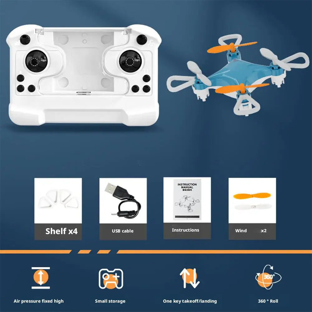 Mini Remote Control Drone - Blue Rechargeable Portable Quadcopter Tidesmit