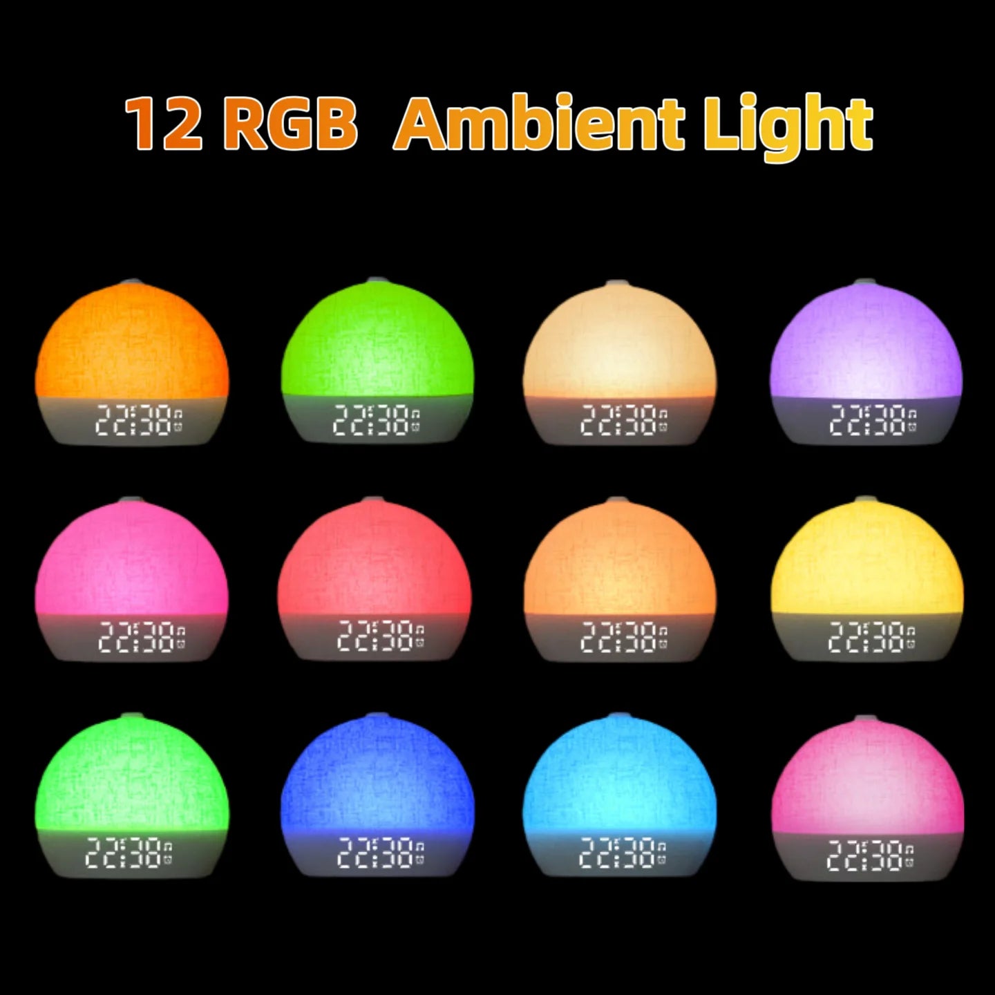 Wake Up Lights Sunrise Alarm Clock Dimmable Night Light White Noise Sound Machine with 30 Soothing Sounds for Heavy Sleeper Gift