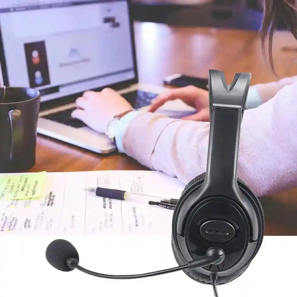 USB Wired Headset with Noise Cancelling Mic for PC - Black Tidesmit