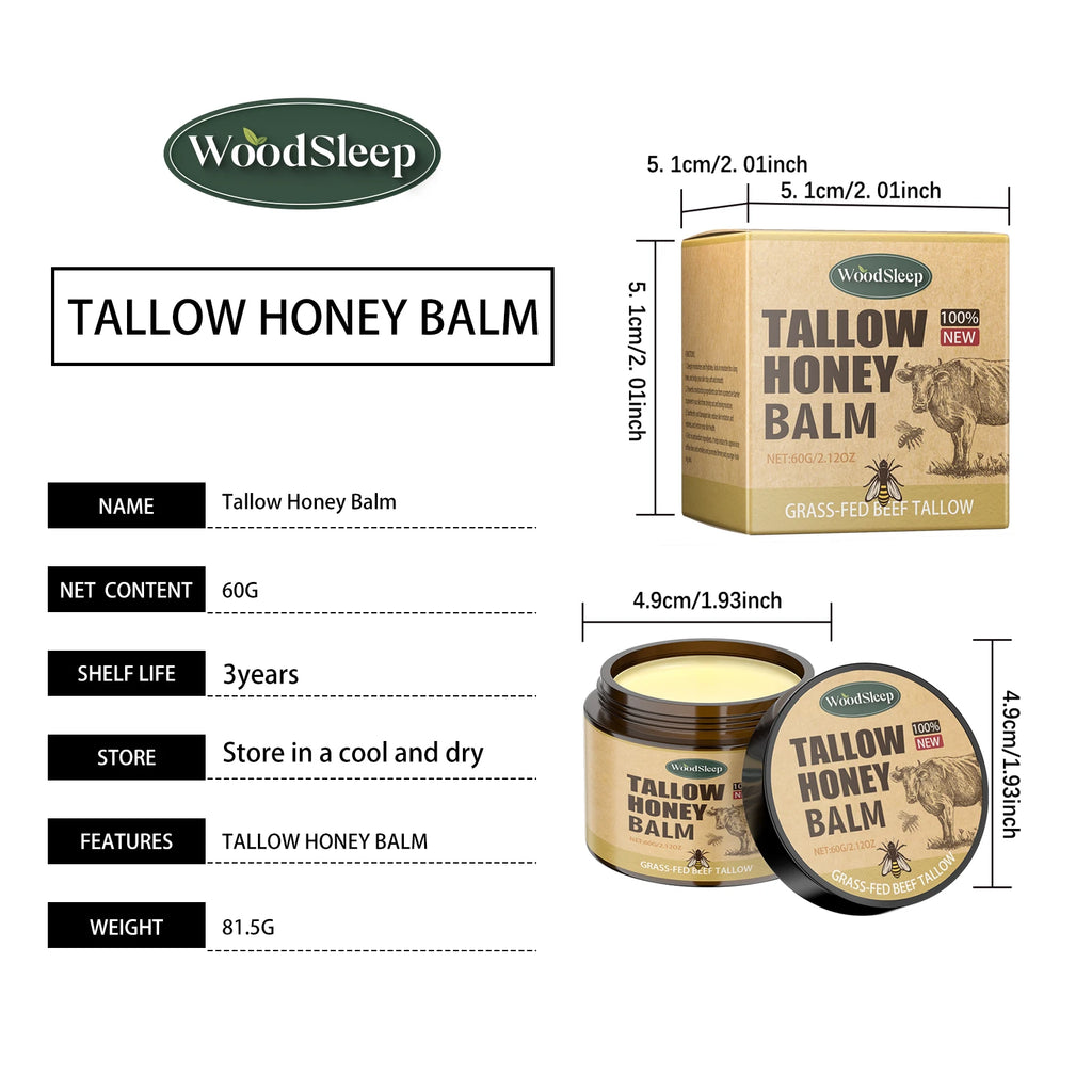 Deep Moisturizing Tallow Honey Balm For Face Natural Beef Tallow Anti Aging Light Non Greasy Skin Barrier Repair Daily Care 60g