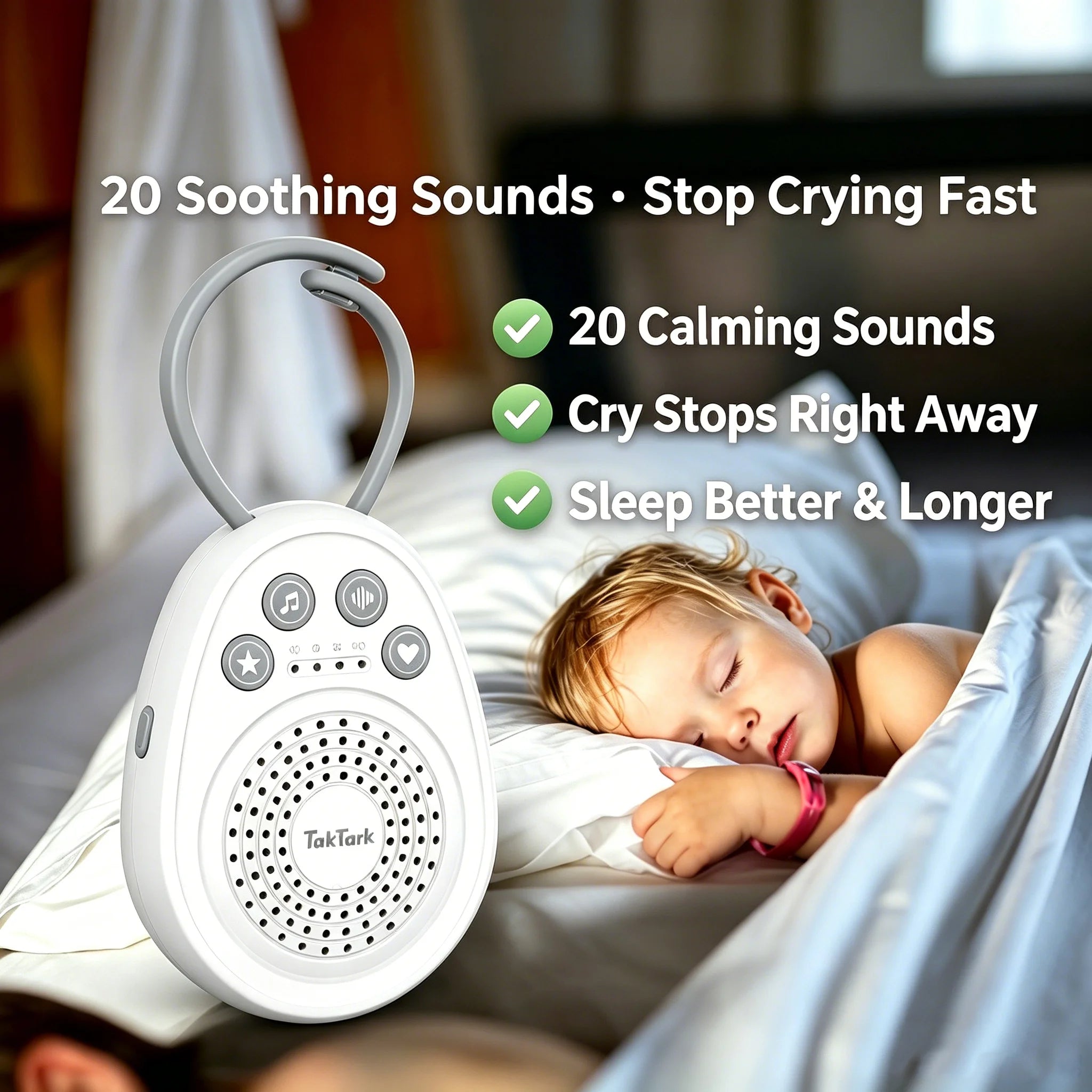 Baby White Noise Machine, USB Portable Mini Sleep Device 20 Soothing Sounds, Help Newborn Fall Asleep In 3 Mins For Crib Travel