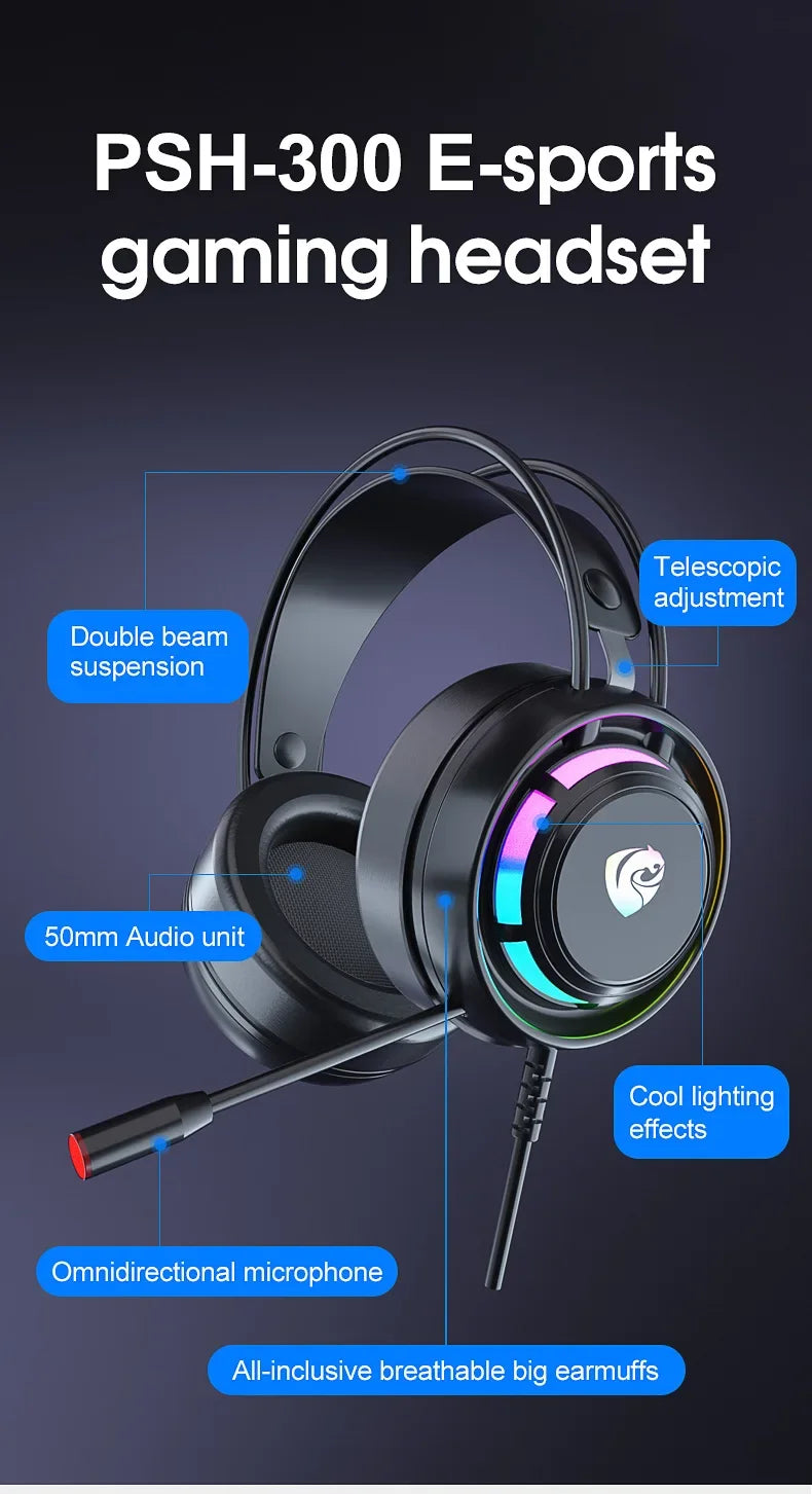 Gaming Headset with 7.1 Surround Sound and Noise Cancelling Microphone Tidesmit