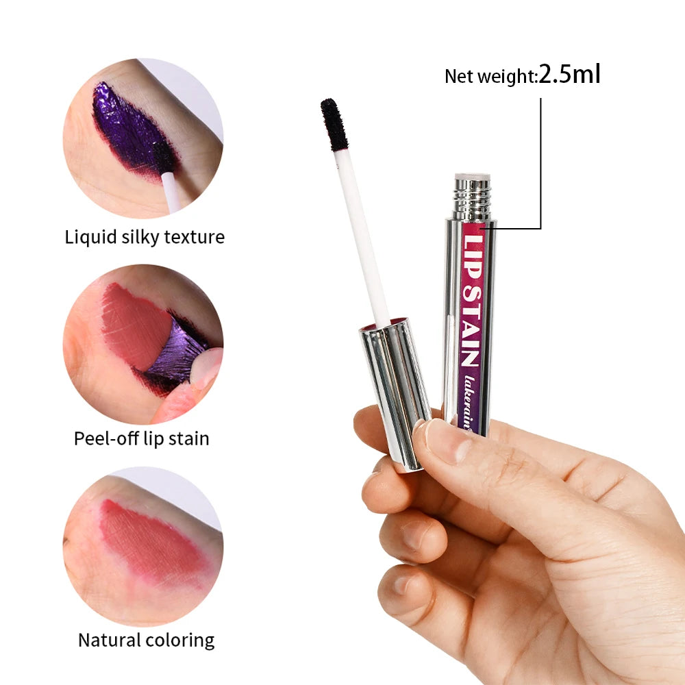 Waterproof peel-off lip stain with silky liquid texture for long-lasting, natural matte lip color and transfer-proof wear.