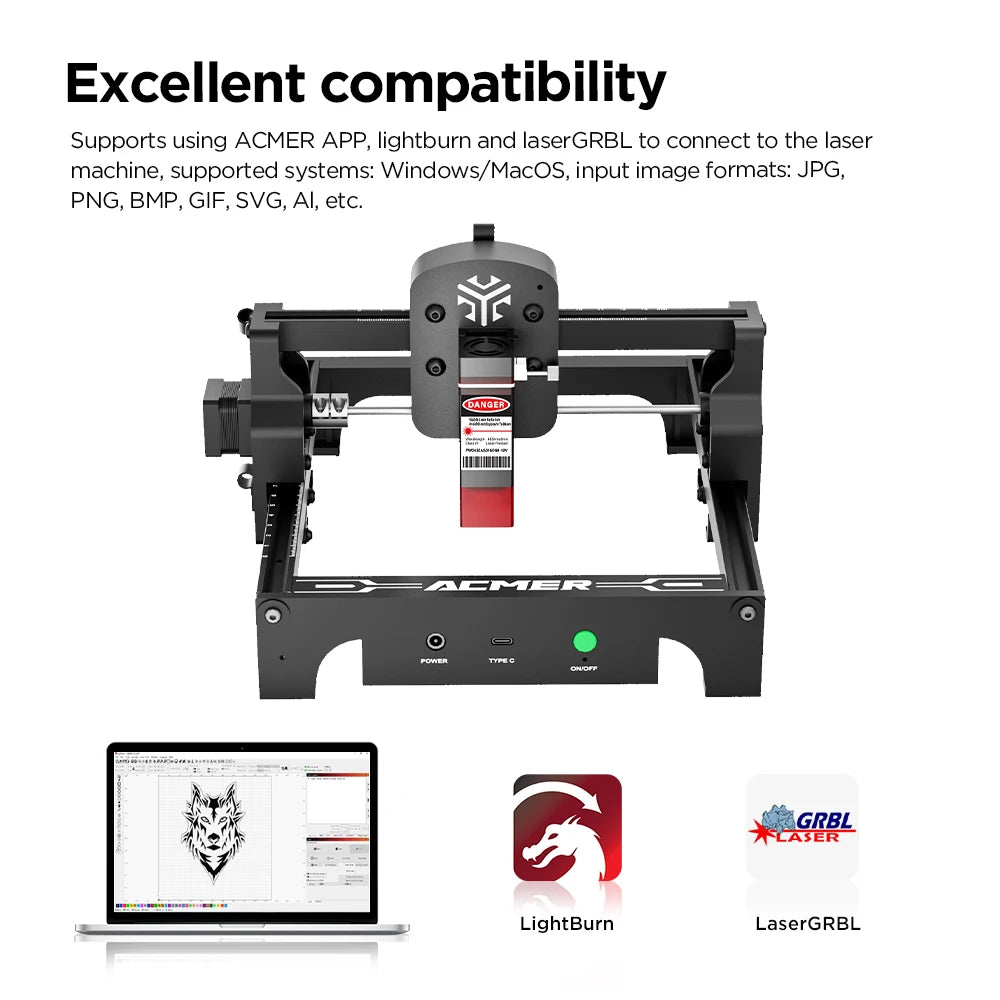 ACMER S1 6W Mini Laser Engraver Portable Small Laser Engraving Cutting Tool Machine DIY for Logo Wood Leather Acrylc Beginner