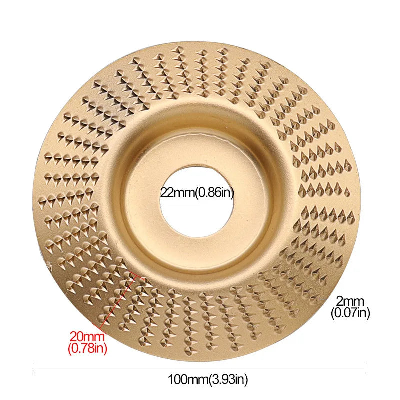 Round gold barbed polishing disc with 22mm center hole, serrated tooth edge