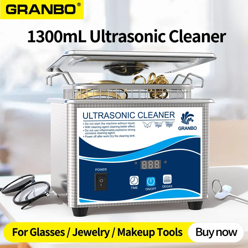 Tidesmit 1L Ultrasonic Cleaner 35W 60W Digital Degas Washer for Jewellery Glasses and Printer Heads