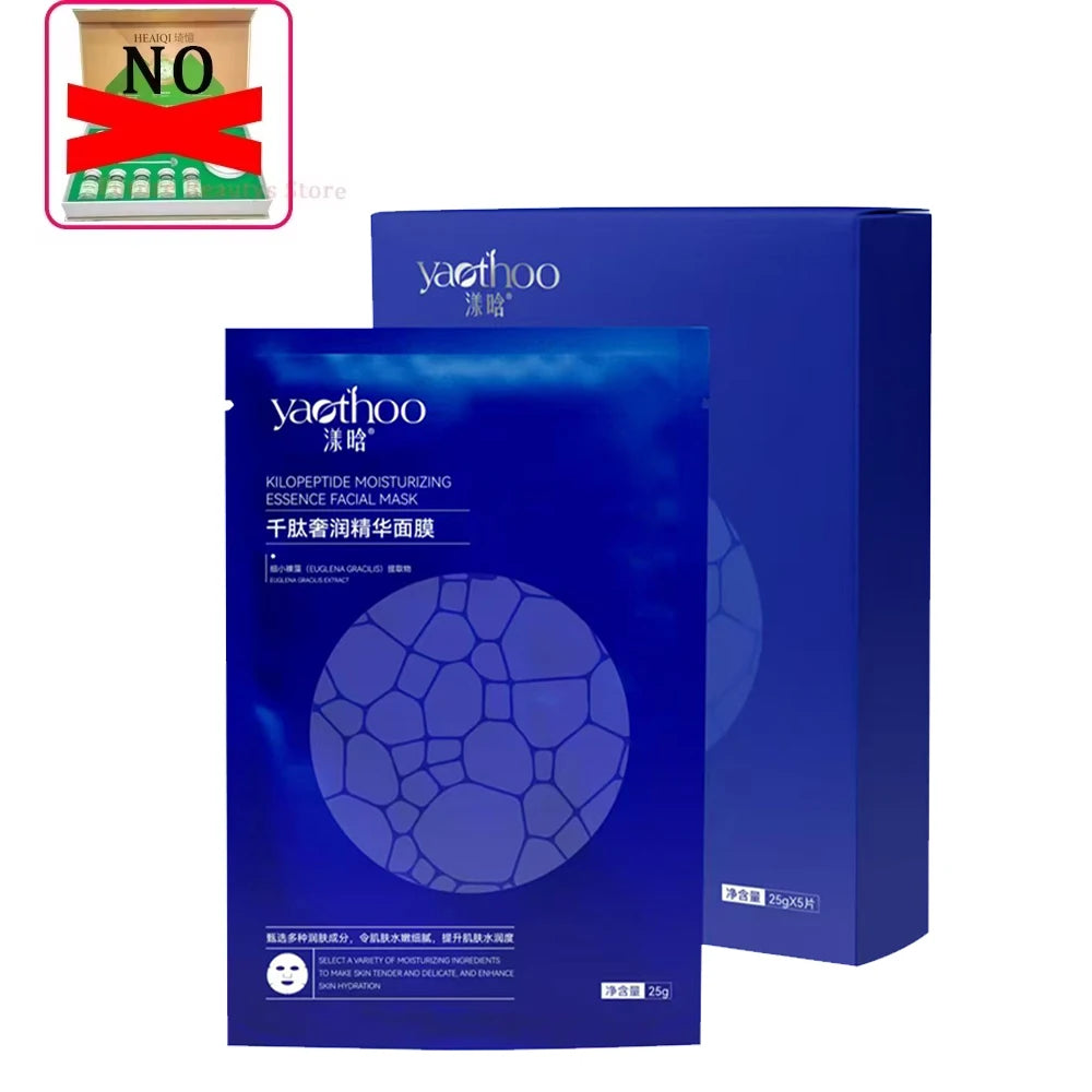 Algae peeling facial kit boxes in blue and green with brand packaging