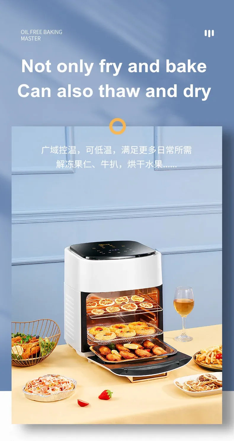 Air Fryer Household Large Capacity 15L Visual Oil Free Smart Oven Fries Machine 220V 110V US EU 1500W Chicken Frying