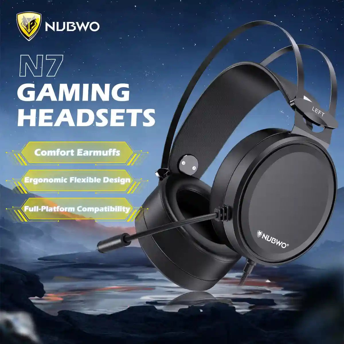 Tidesmit Gaming Headset with Noise Canceling Mic - Black PS5 PC Xbox Tidesmit