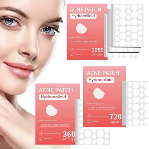 Hydrocolloid pimple patch set with 360/720/1080 count boxes and dot sticker sheets