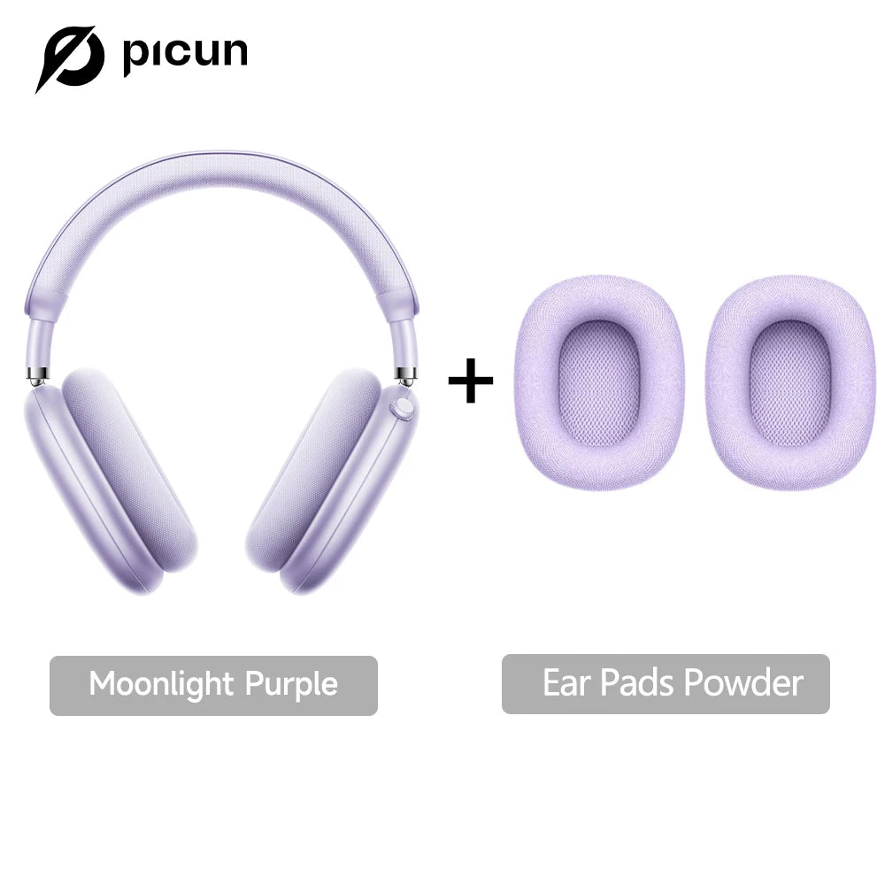 Wireless Headphones with 52dB Active Noise Cancelling & Spatial Audio Purple with Earpads Tidesmit