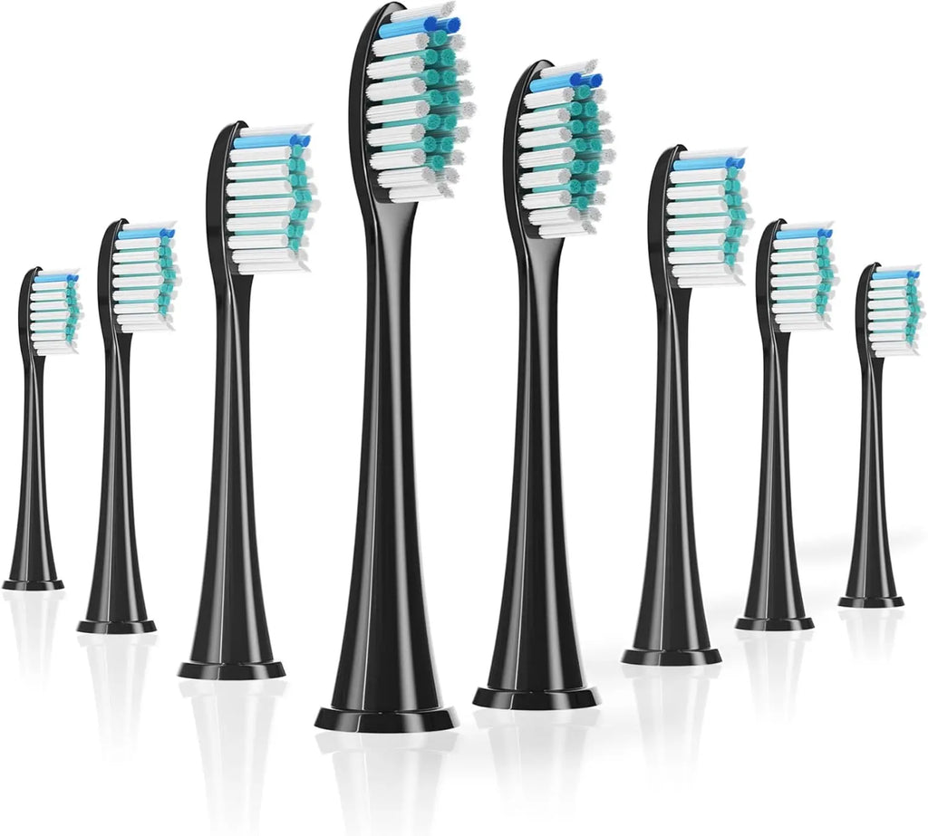 4Pcs Replacement Toothbrush Heads Compatible with Fairywill Electric Toothbrushes Only Fit Model P80 P11 P9 and T9 ,Black,white
