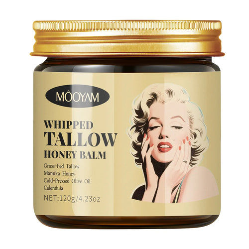 Tidesmit 120g whipped beef tallow and honey balm face moisturizer for deep hydration, grass-fed skin care.