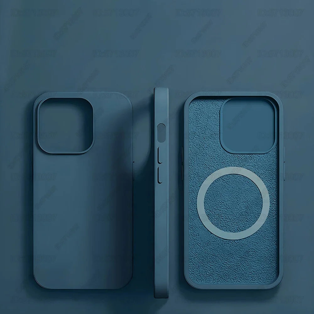 Magnetic Liquid Silicone Phone Case for iPhone - Shock-Absorbing Cover Sea Blue Tidesmit