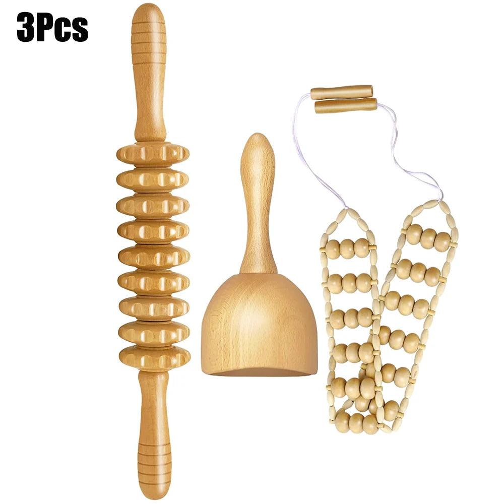 Wood Therapy Massage Tools for Lymphatic Drainage Body Sculpting Body Shaping Massage Equipment 3Pcs 2 Tidesmit