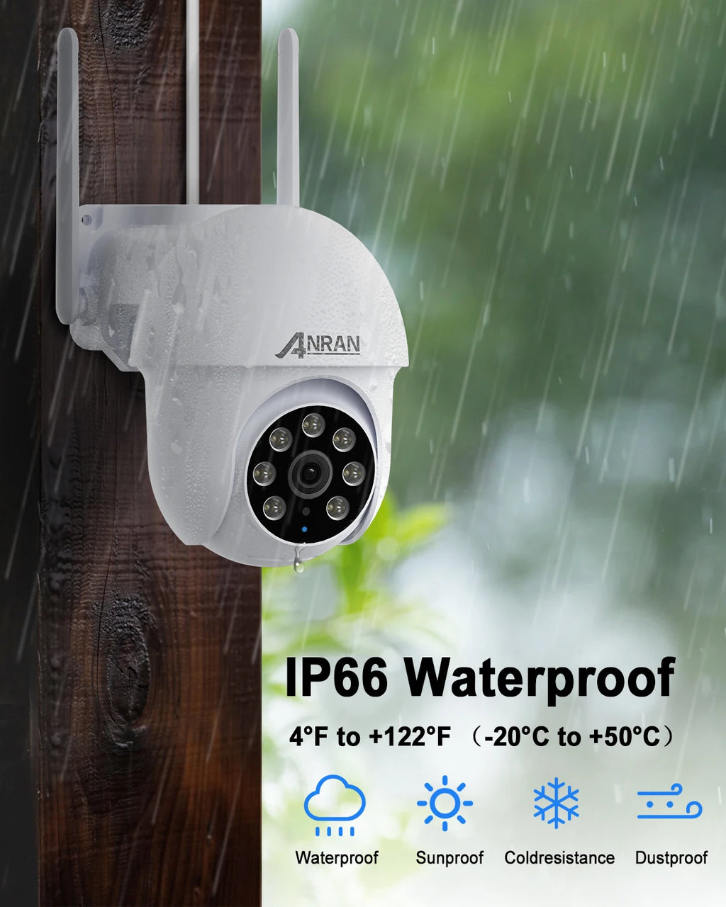 ANRAN 2PCS Wired Security Camera 5MP 2.4G 5G Wifi Camera 24/7 Recording IP66 Waterproof Compatible Alexa Auto Track No Battery