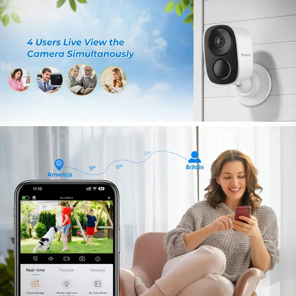 4K Wireless Battery Powered Cameras Outdoor Magnetic 5MP Indoor for Home Security Smart Motion Detection  CCTV IP Camera
