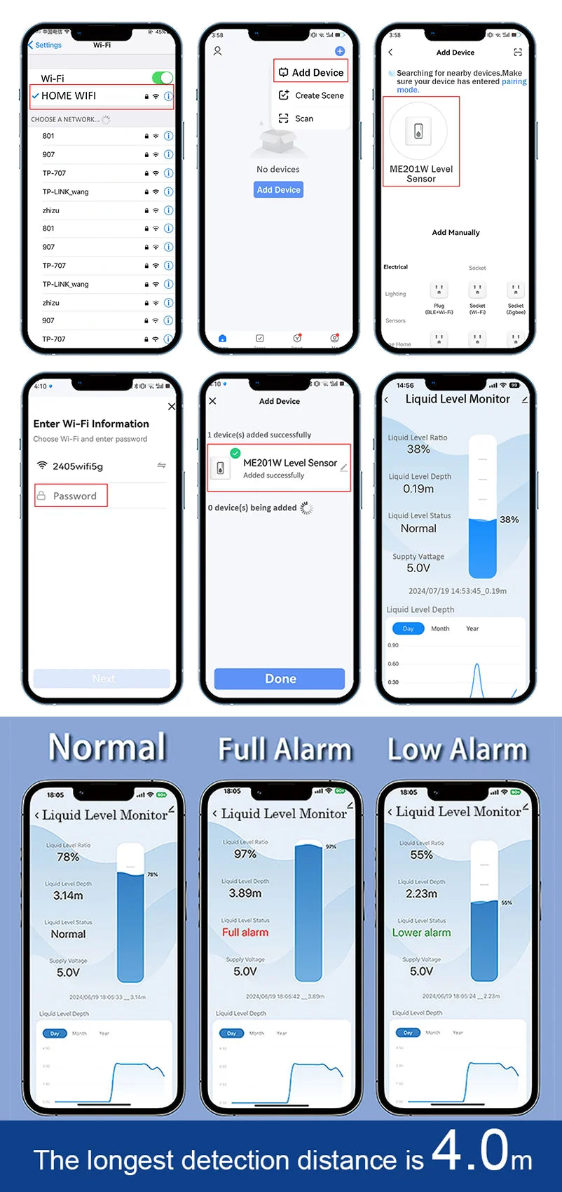 ME201W Smartlife Tuya App Ultrasound Check Water Usage Meter Wifi Remote Digital Water Controller Water Tank Sensor