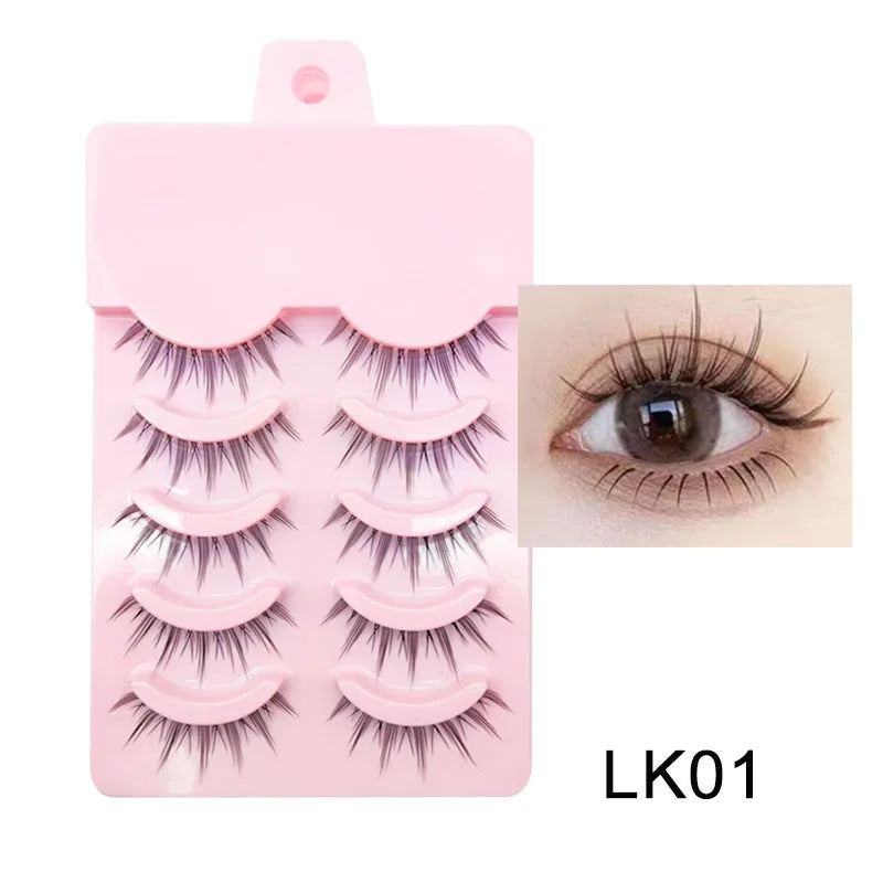 Anime Manga False Eyelashes - Natural Wispy Faux Lashes - 5 Pairs Set False Eyelashes LK01 Tidesmit