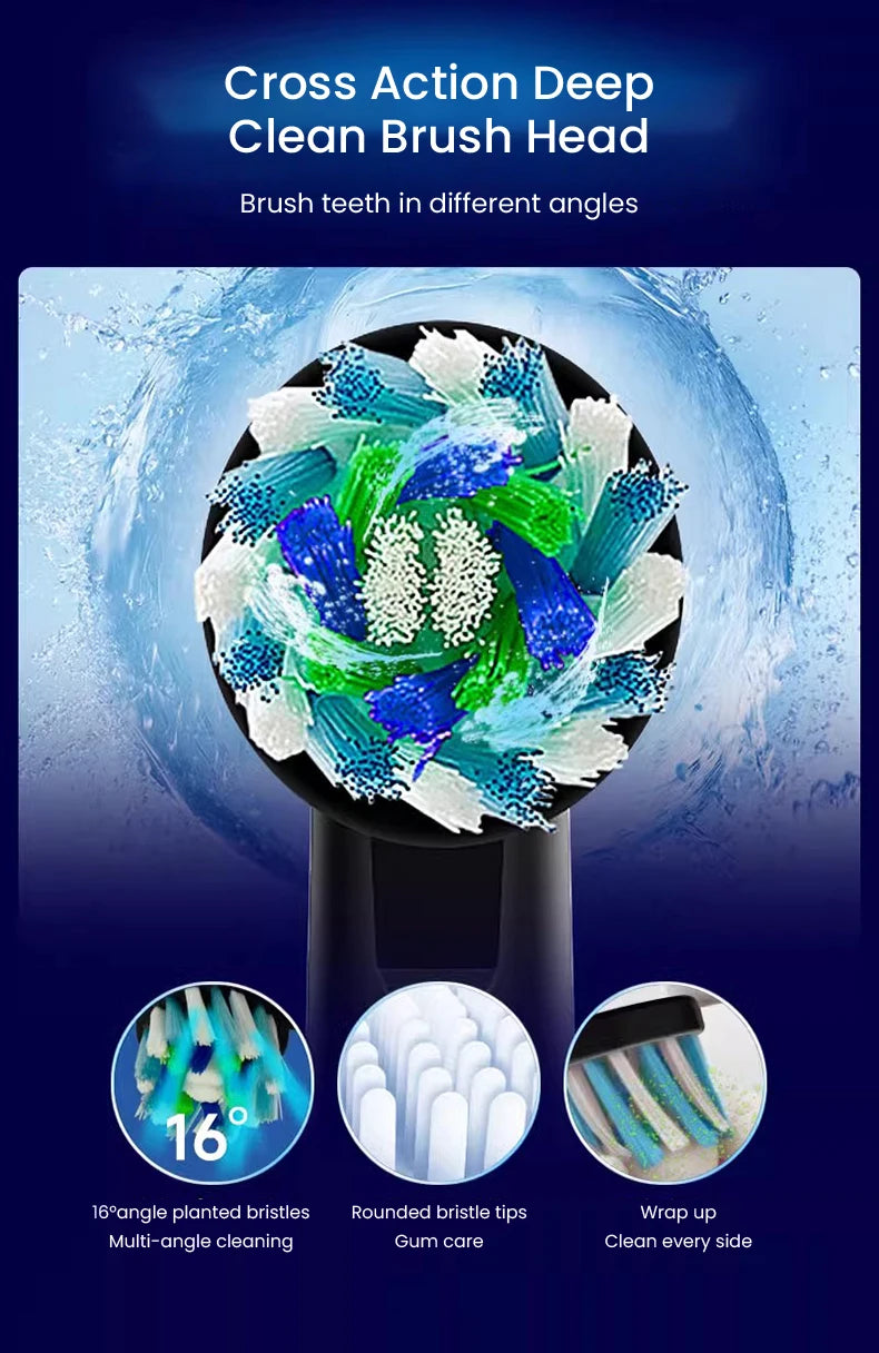 Oral B Pro Ultra Electric Toothbrush 30S Smart Timer Pressure Pro 4 Modes Gum Care Deep Clean Tooth Brushes with 3 Brush Heads