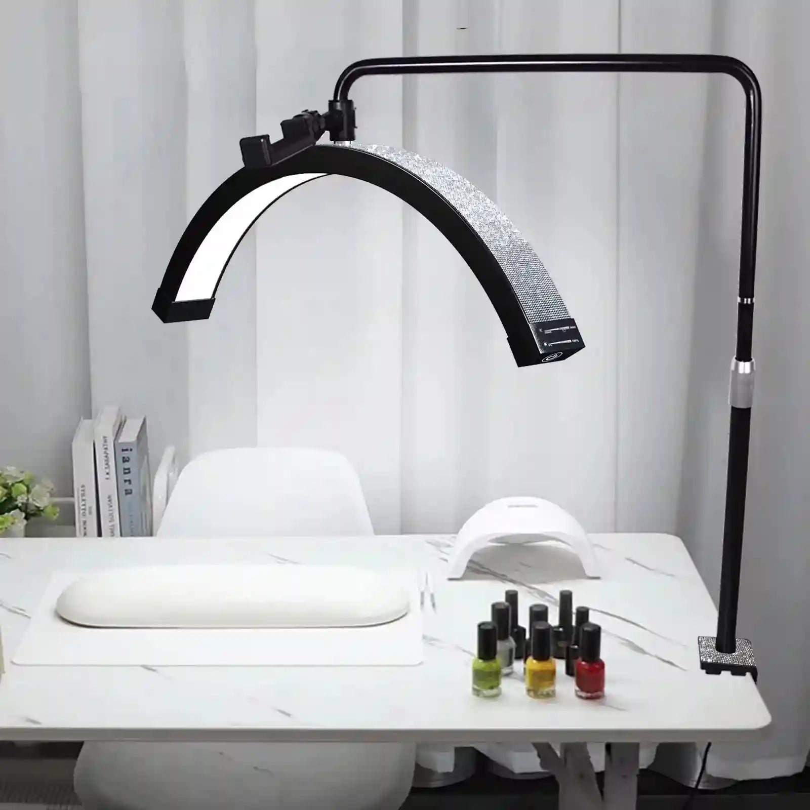Half Moon LED Beauty Light for Lash and Nail | Adjustable 28 Inch Tidesmit Y11 Black-do 25in Tidesmit