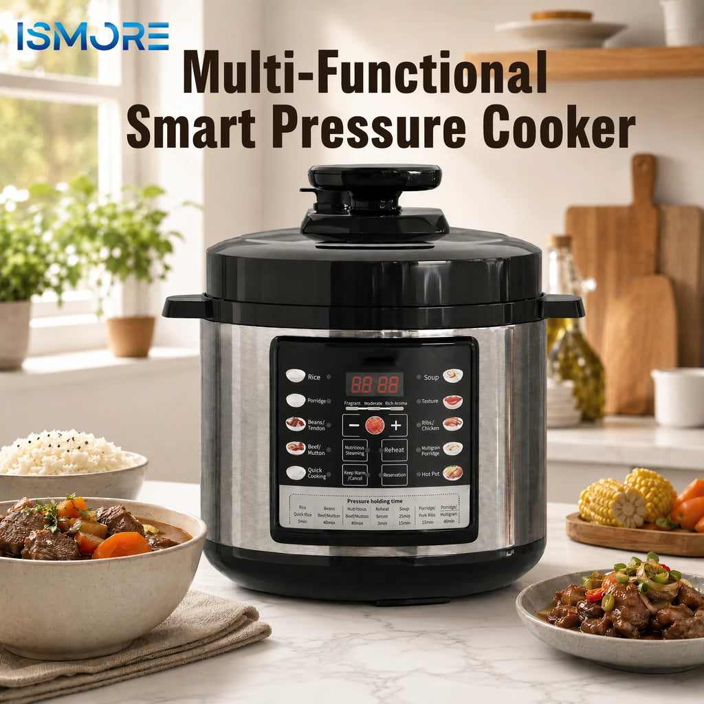 Multi-functional electric pressure cooker with digital display and stainless steel body