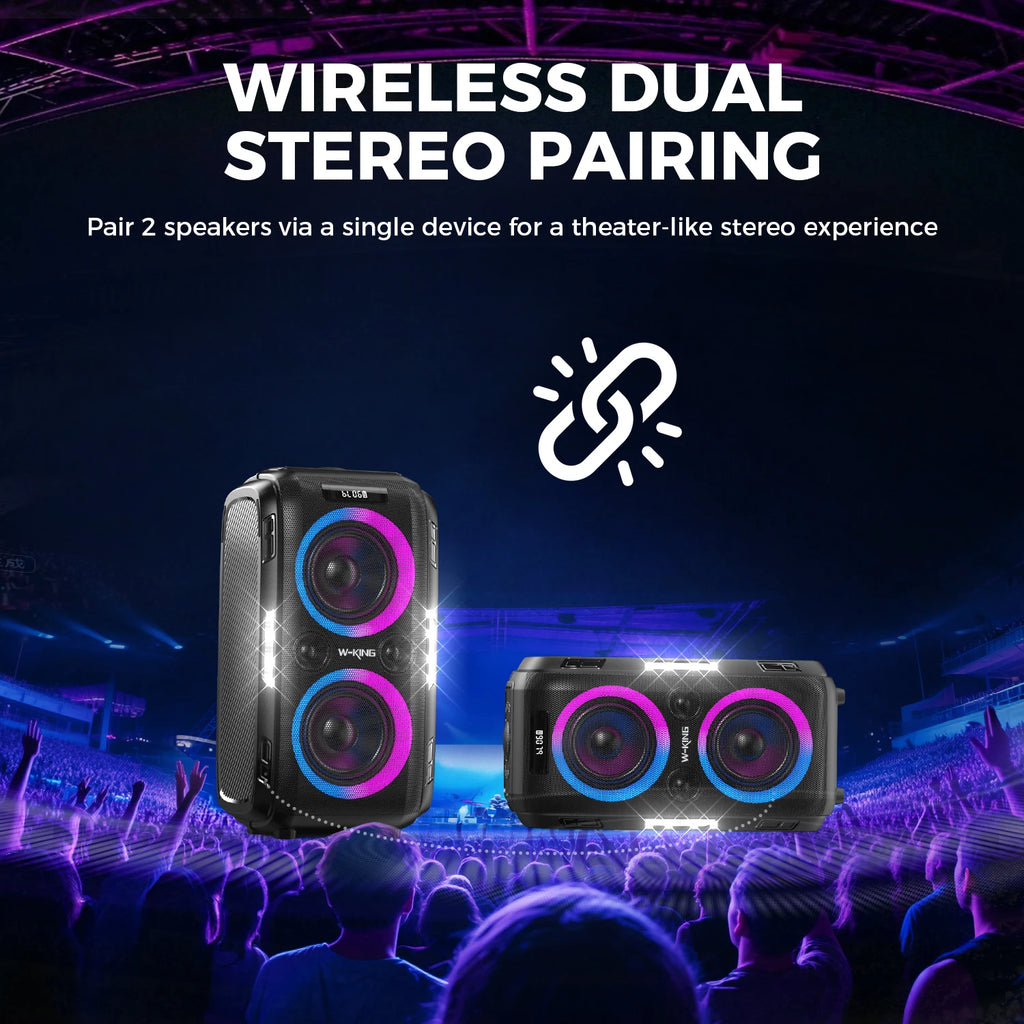 W-KING 250W PEAK Large Bluetooth Speaker Loudest/Massive 120dB/12 Custom Bass, V5.3 Big Party Boombox Portable Speaker Wireless