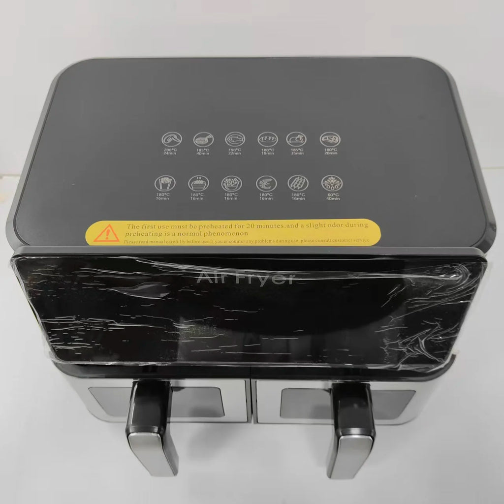 Commercial Digital Large-Capacity Touchscreen Display Stainless Steel Double Basket Smart Electric Square air Fryer Oven Home