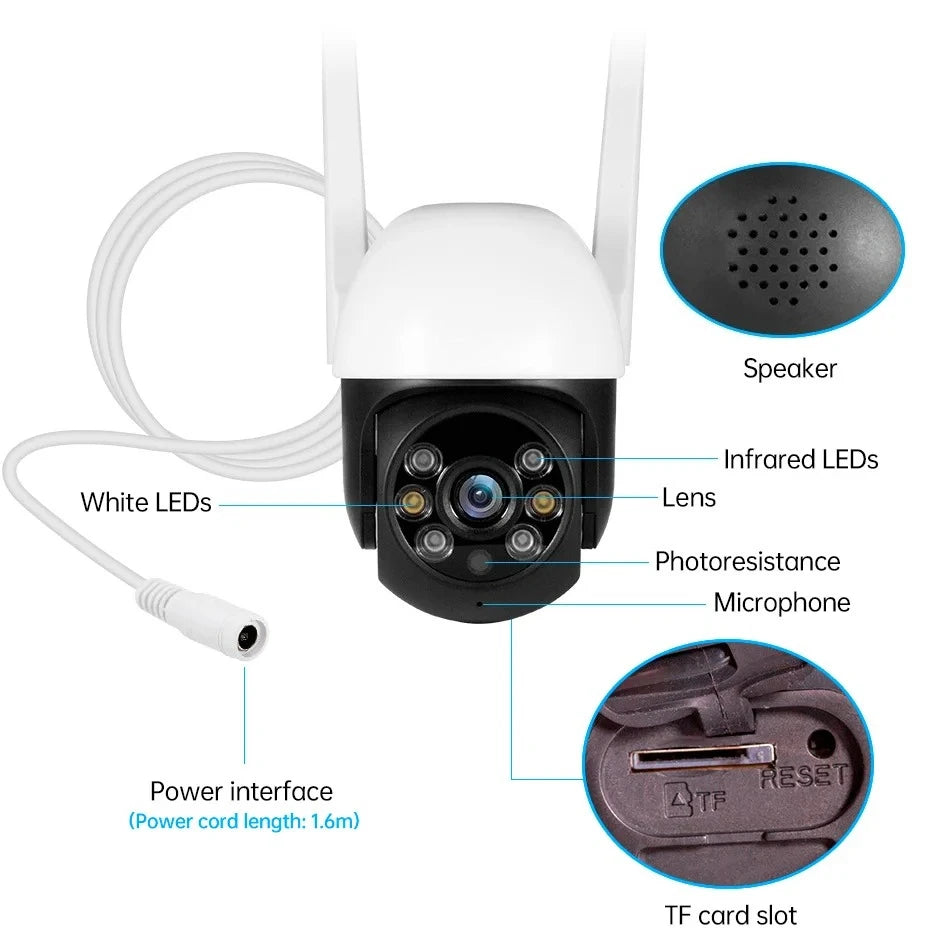 5MP TUYA PTZ WiFi IP Wireless Camera Outdoor Home Security Auto Tracking Monitoring Waterproof Video Surveillance Smart Life