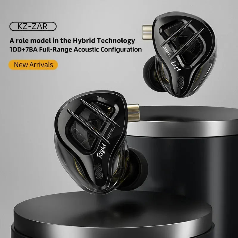 KZ ZAR Hybrid Driver In-ear Monitor 1DD + 7BA HiFi Headphones 2Pin Wired Headphones Music DJ Headphones Sports Gaming Earbud Tidesmit