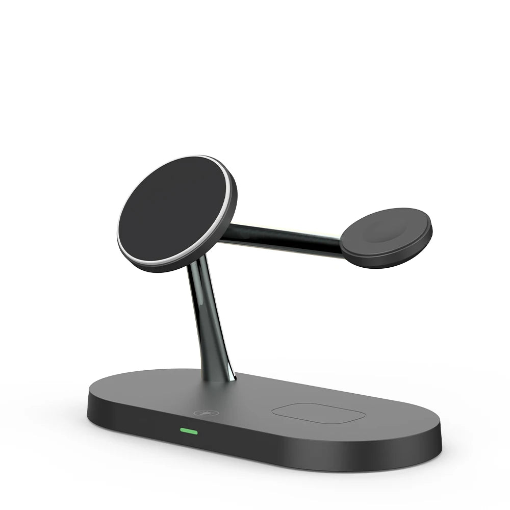 3-in-1 Wireless Charger Station - Qi Certified MagSafe Compatible Power black Tidesmit
