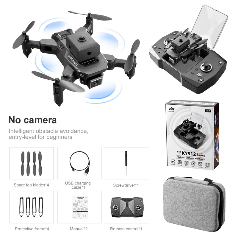 Mini 4K Dual Camera Drone - Foldable Portable RC Quadcopter Black no cameras Tidesmit