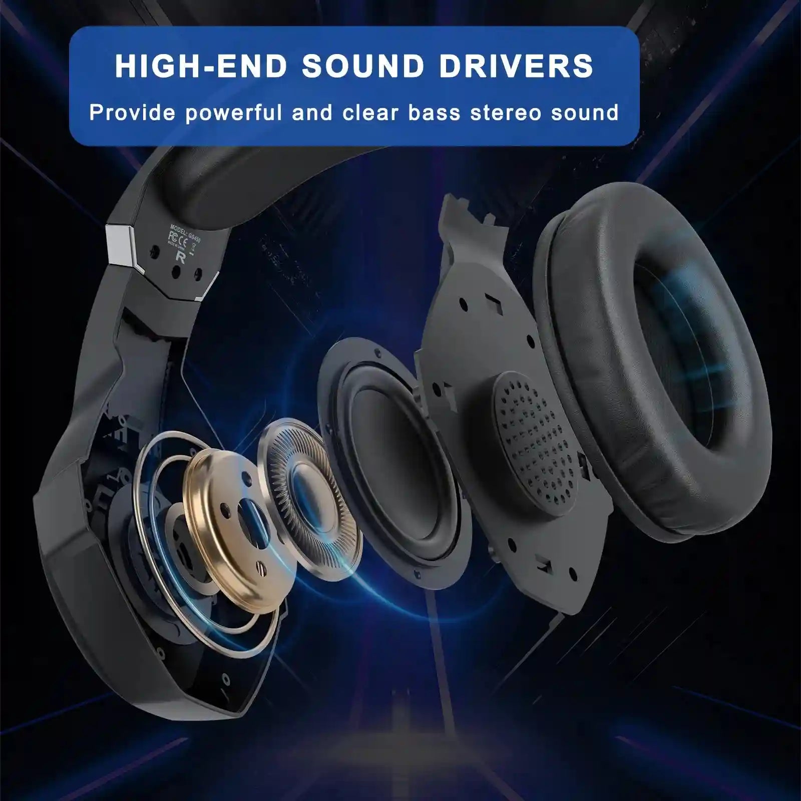 Tidesmit RGB Over-Ear Gaming Headphones with Mic - Low Latency Audio Tidesmit