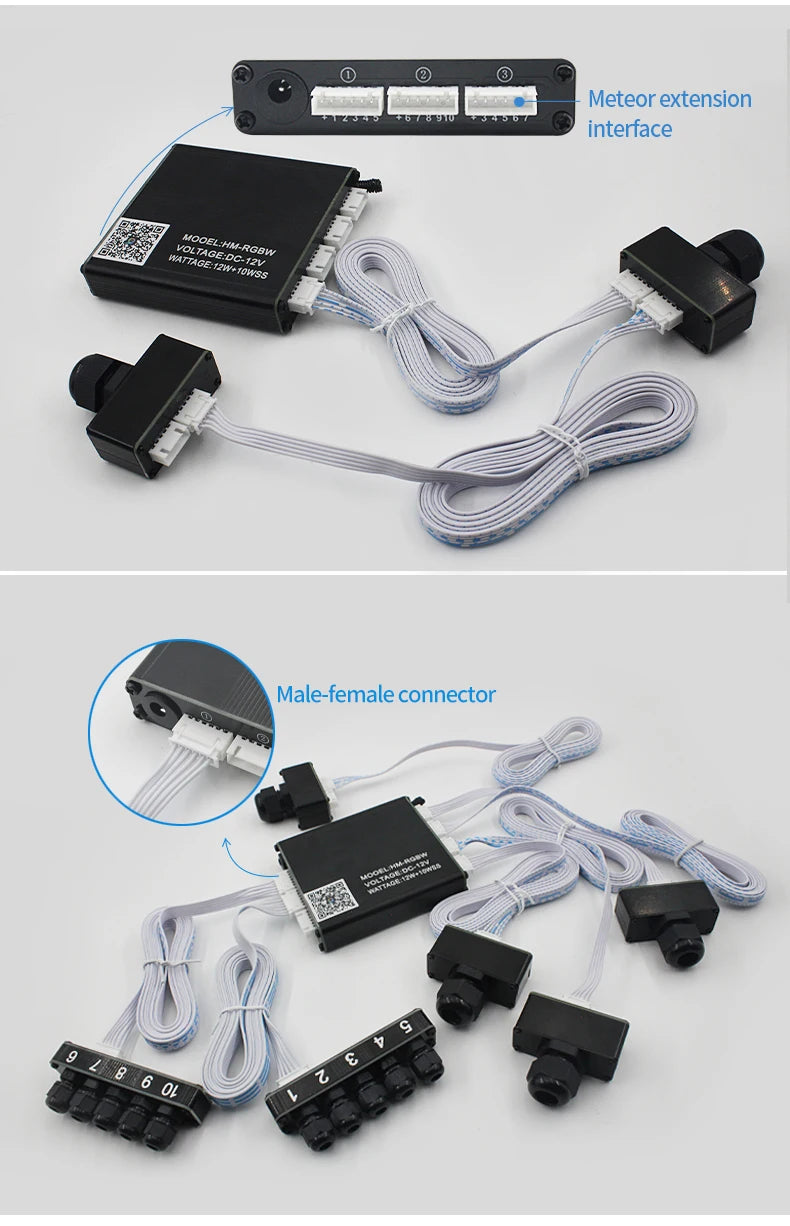 12V Car Starry Sky Ceiling Fiber Optic Splitter Meteor App Bluetooth Colorful Flashing Ceiling Modification Light Source Sunroof Car Atmosphere Starry Sky Light
